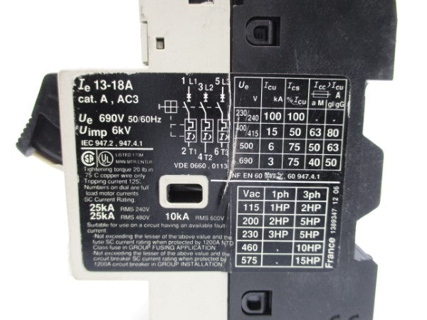 TELEMECANIQUE GV2-M20 690V 13-18A NSNP