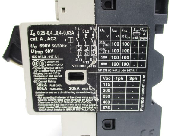 TELEMECANIQUE GV2-M04 690V 0.4-0.63A NSNP