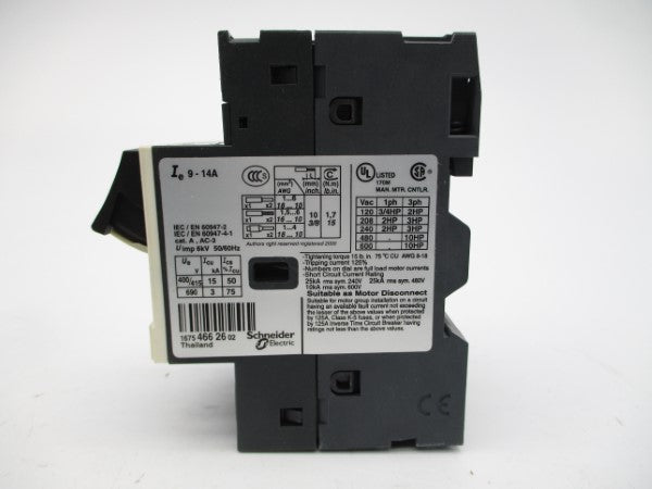 TELEMECANIQUE GV2ME16 600VAC 9-14A NSMP