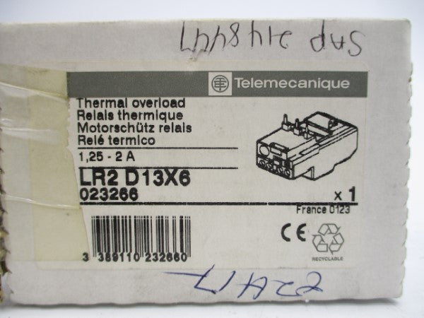TELEMECANIQUE LR2D13X6 600VAC 1.25-2A NSMP