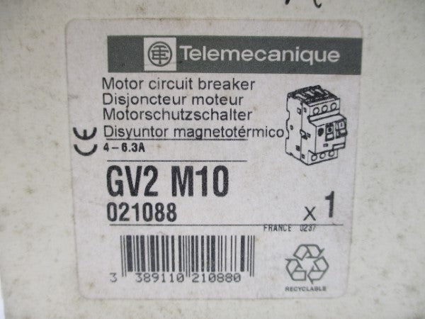 TELEMECANIQUE GV2M10 600VAC 4-6.3A NSMP