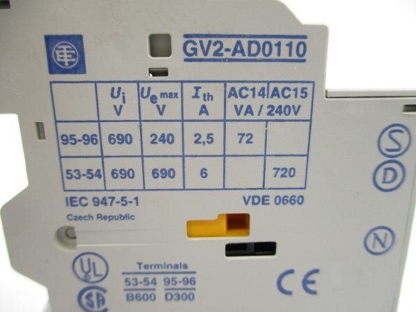 TELEMECANIQUE GV2-AD0110 690V 6A NSNP