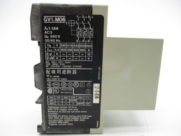 TELEMECANIQUE GV1-M06 660V 1-1.6A NSNP
