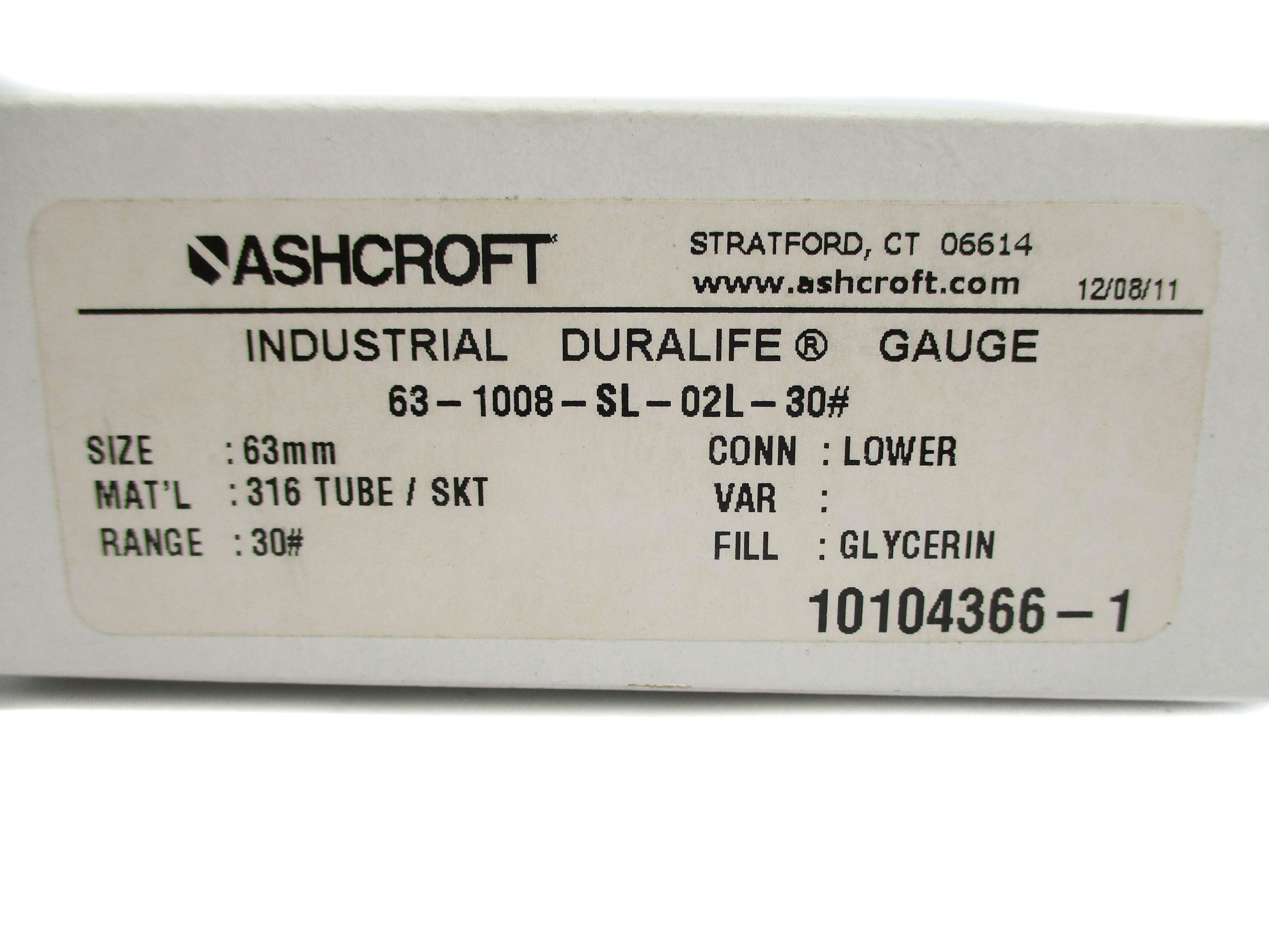 ASHCROFT 631008SL02L30# 30PSI NSMP