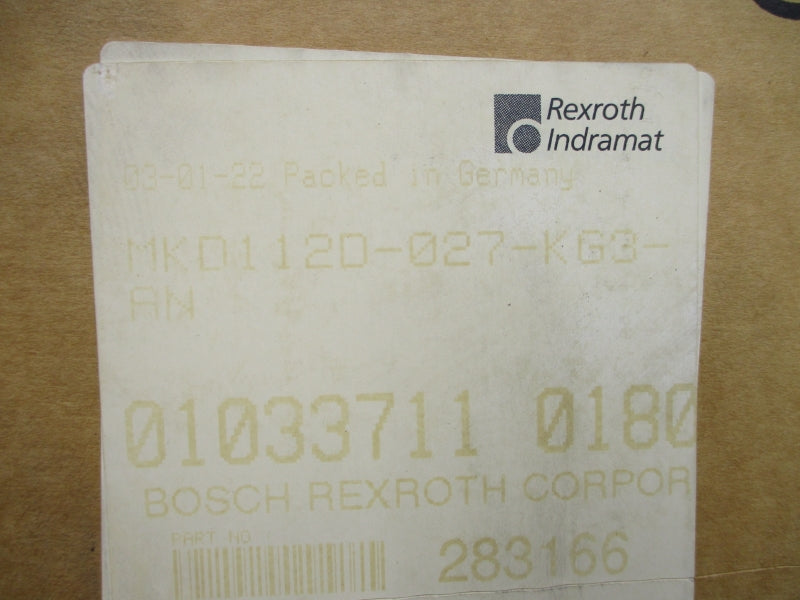 REXROTH INDRAMAT MKD112D-027-KG3-AN 283166 24VDC 31.6/47.4A NSMP