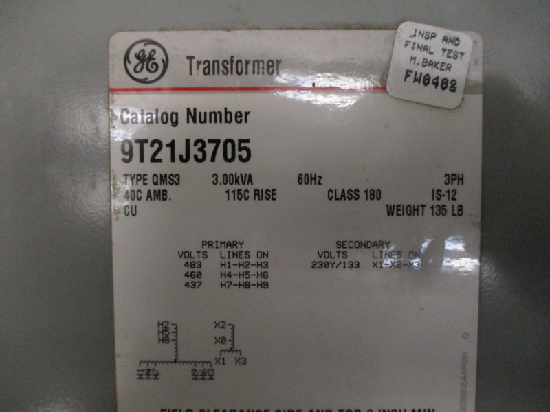 GENERAL ELECTRIC 9T21J3705 437/460/483V NSMP