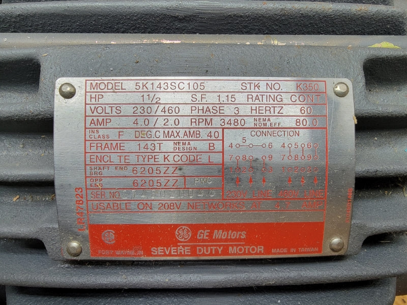 GENERAL ELECTRIC 5K143SC105 K350 230/460V 4.0/2.0A NSMP