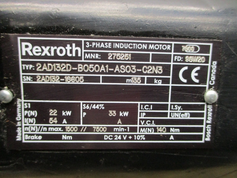 REXROTH 2AD132D-B050A1-AS03-C2N3 24VDC 54A NSNP
