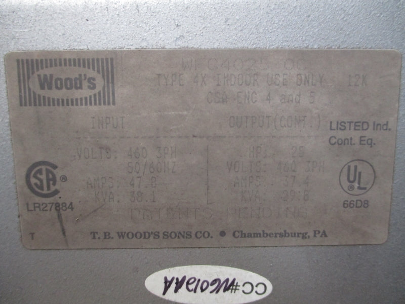 WOODS WFC4025-0C 460V 47.8A UNMP