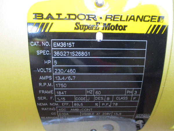 BALDOR RELIANCE EM3615T 36G271S268G1 230/460V 13.4/6.7A NSMP