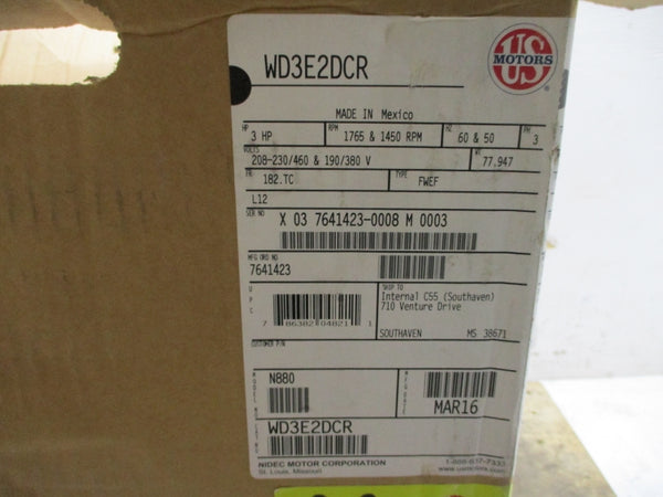 US MOTORS WD3E2DCR N880 208-230/460V 10.2-7.90/3.90A NSMP