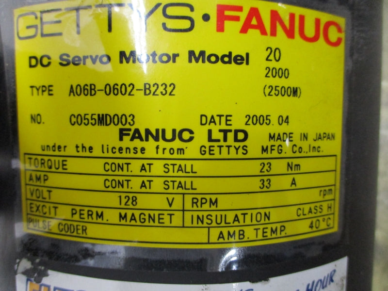 GETTYS FANUC A06B-0602-B232 128V 33A NSNP