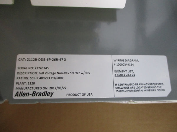 ALLEN BRADLEY 2112B-DDB-6P-26R-47 SER. X 480V NSMP