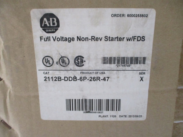 ALLEN BRADLEY 2112B-DDB-6P-26R-47 SER. X 480V NSMP