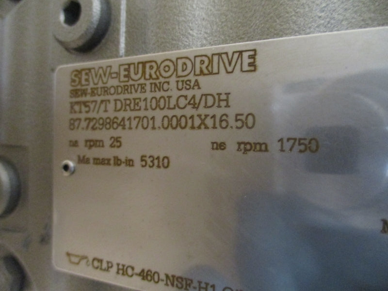 SEW-EURODRIVE KT57/TDRE100LC4/DH 230/460V 12.90/6.50A NSMP