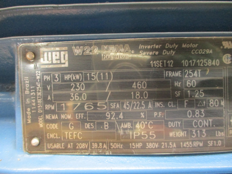 WEG 01518ET3E254T-W22 230/460V 36.0/18.0A NSMP