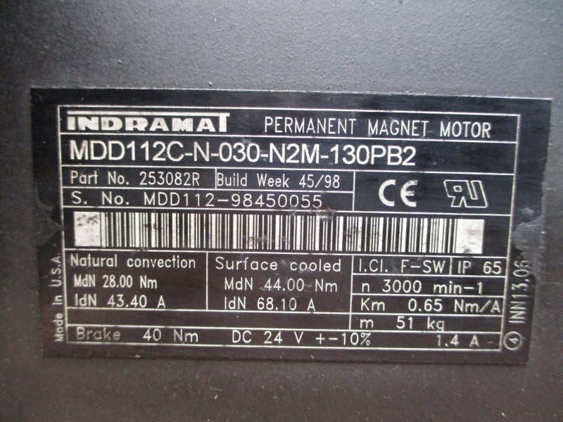INDRAMAT MDD112C-N-030-N2M-130PB2 253082R 24VDC 43.40/68.10A NSNP