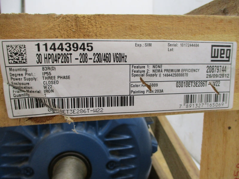 WEG 03018ET3E286T-W22 230/460V 70.2/35.1A NSMP