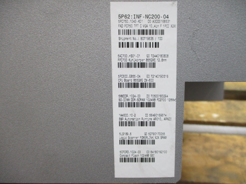 BR AUTOMATION NC200 5P62:INF-NC200-04 5PC750.1043-K01 NSNP