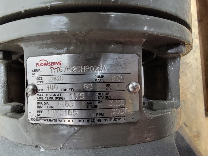 FLOWSERVE D524 JMM3613T 208-230/460V 12.6-11.6/5.8A 175PSI NSNP