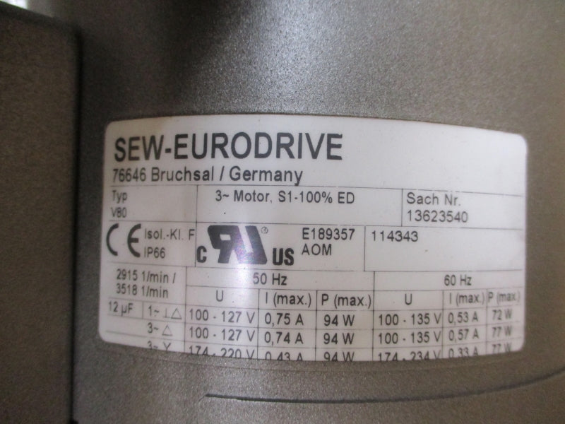 SEW-EURODRIVE K47DRE80M4BE1HR/TH/ES7S/V V80 230/460V 2.90/1.44A NSMP