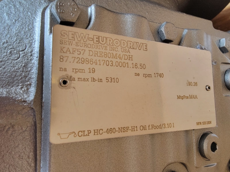 SEW-EURODRIVE KAF57DRE80M4/DH 230/460V 2.90/1.44A NSMP