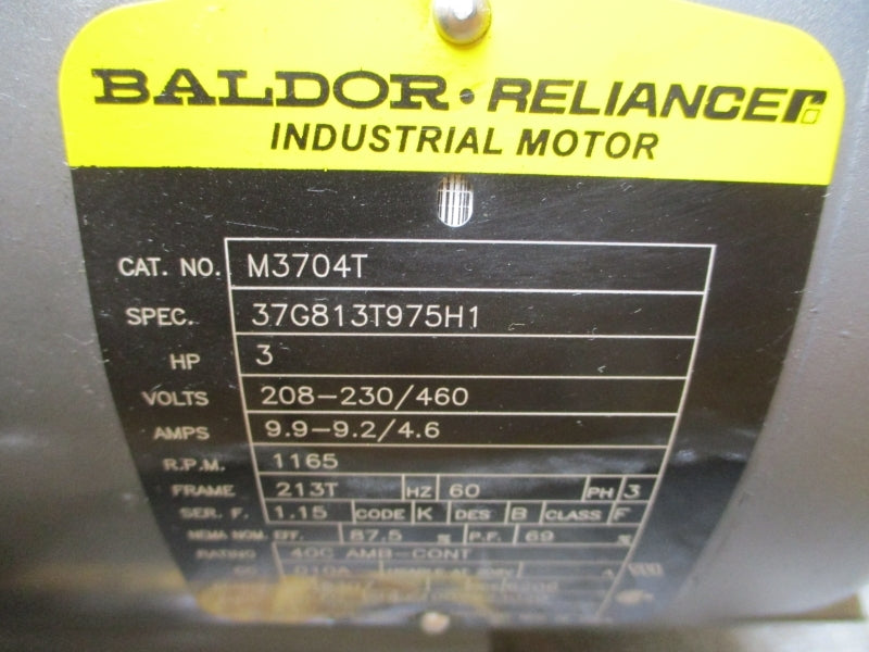 BALDOR RELIANCE M3704T 37G813T975H1 208-230/460V 9.9-9.2/4.6A NSMP
