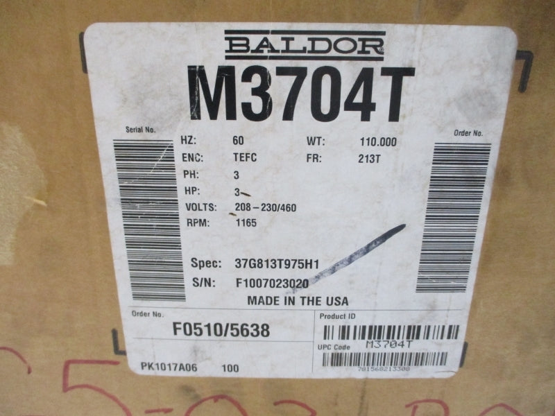 BALDOR RELIANCE M3704T 37G813T975H1 208-230/460V 9.9-9.2/4.6A NSMP