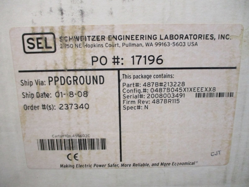 SEL SEL-487B 0487B045X1XEEEXX8 300VAC 5A NSMP