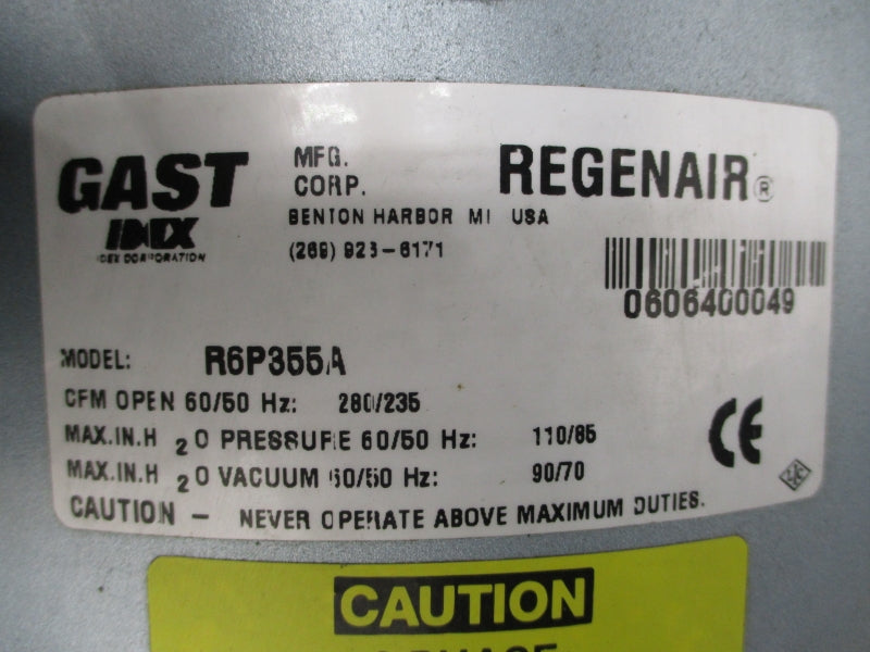 GAST R6P355A 37F444W436 208-230/460V 19.5-18.2/9.1A NSNP