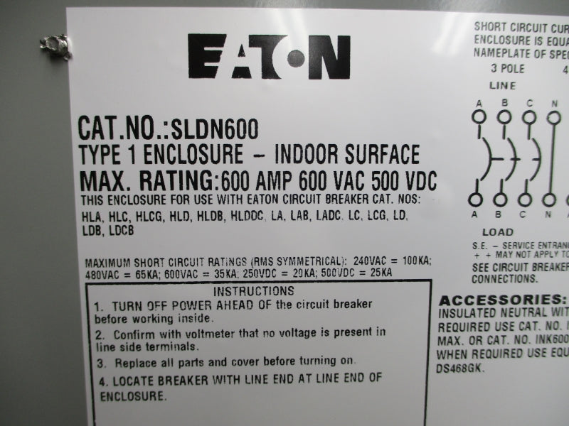 EATON SLDN600 HLD3600F 600VAC 600A NSMP