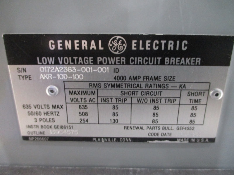 GENERAL ELECTRIC AKR-10D-100 635VAC 400A NSMP