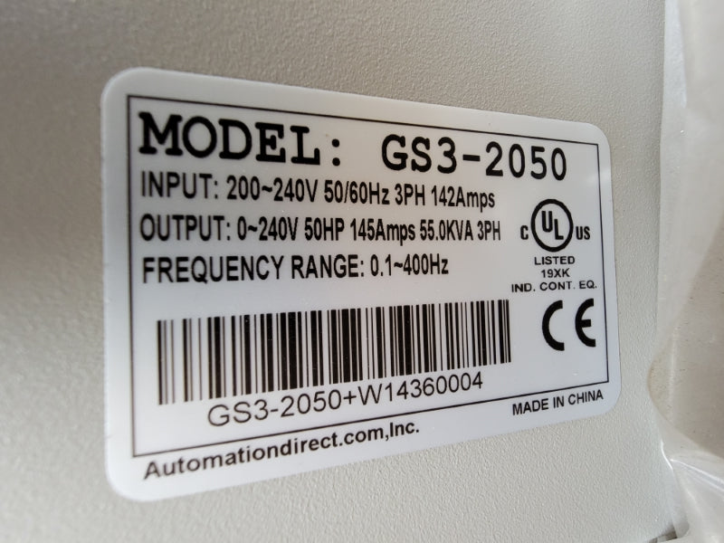 AUTOMATION DIRECT GS3-2050 GS3-2050+W14360004 200-240V 145A NSMP