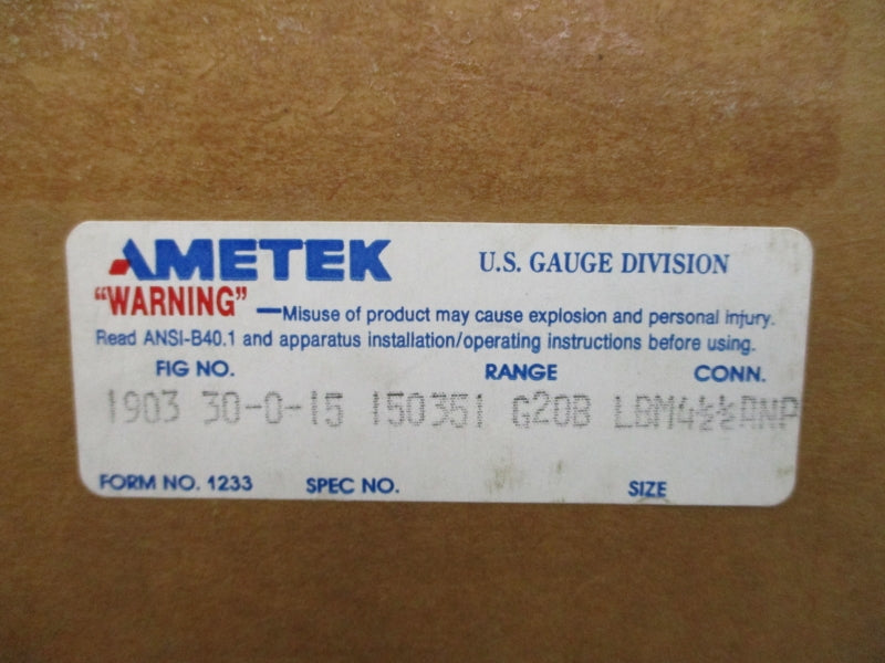 AMETEK 150351 1903 30"HGVAC/15PSI NSMP