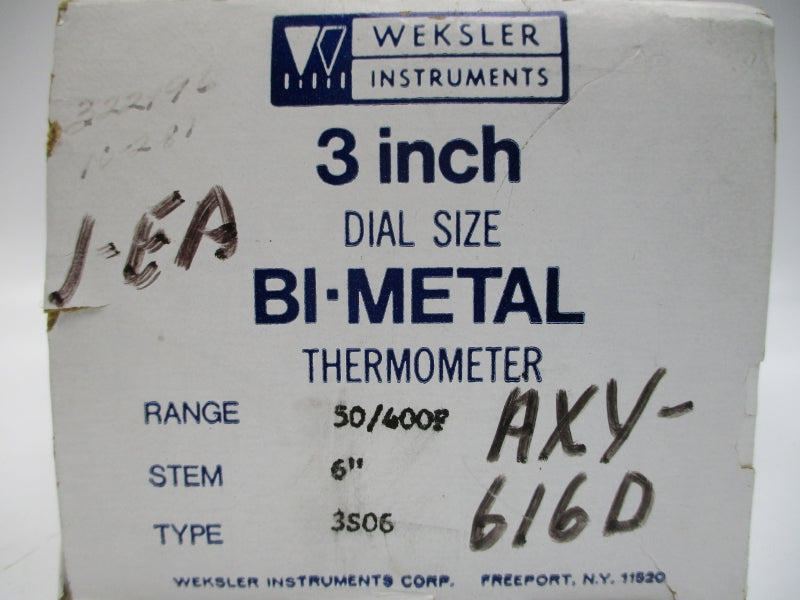 WEKSLER INSTRUMENTS 3S06 50/400'F 3" STEM6 NSMP
