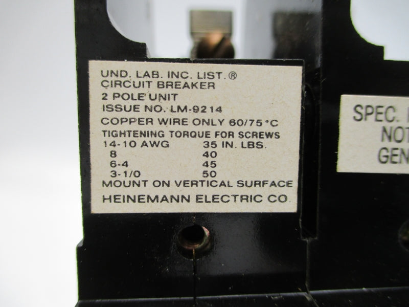 HEINEMANN ELECTRIC CF2-G2G3-DU 240V 60A NSNP