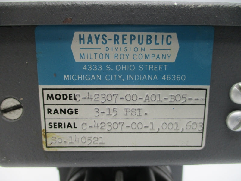 MILTON ROY C-42307-00-A01-B05 3-15PSI NSNP