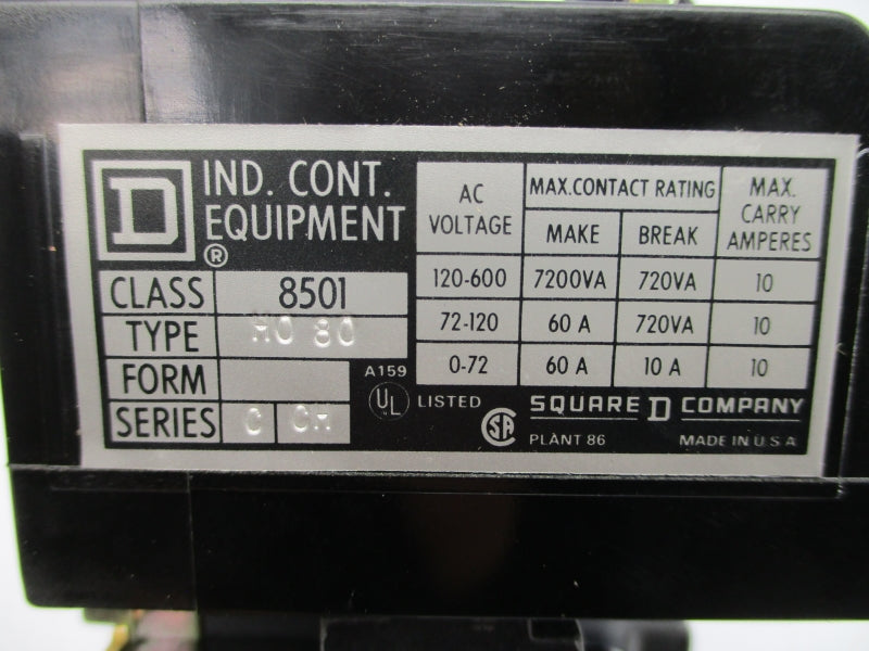 SQUARE D 8501H0-80 SER. C 110/120V 60A NSMP