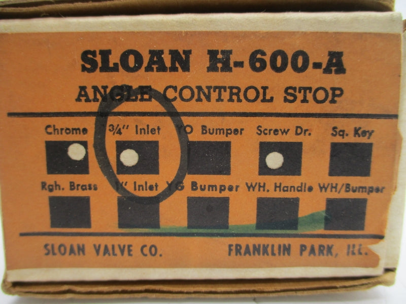 SLOAN H-600-A 3/4" NSMP