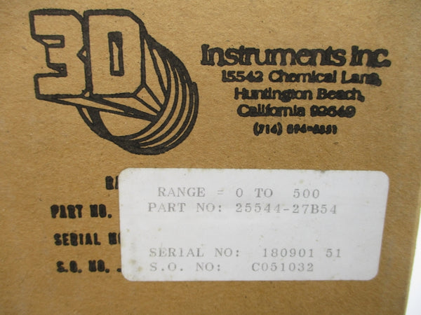 3D INSTRUMENTS 25544-27B54 0-500 NSFS