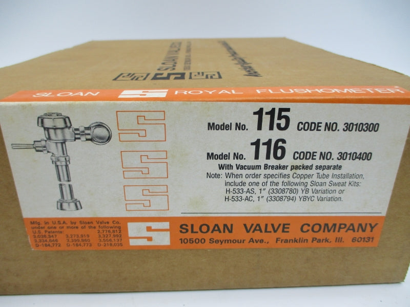SLOAN VALVE 115 3010300 116 3010400 NSMP