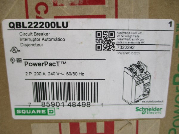 SQUARE D QBL22200LU 240V 200A NSFS