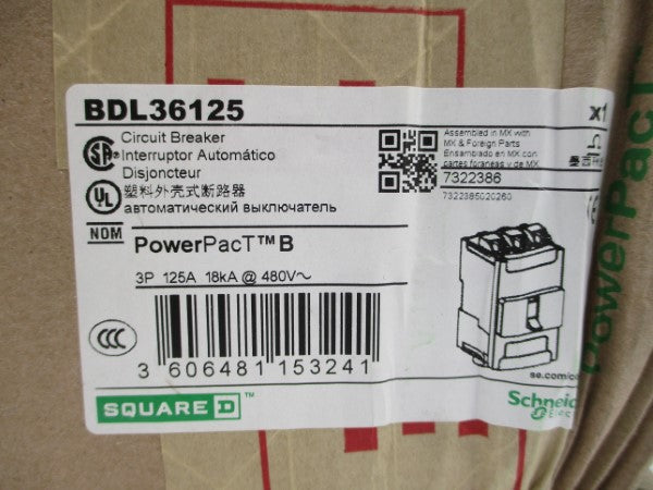 SQUARE D BDL36125 480V 125A NSFS