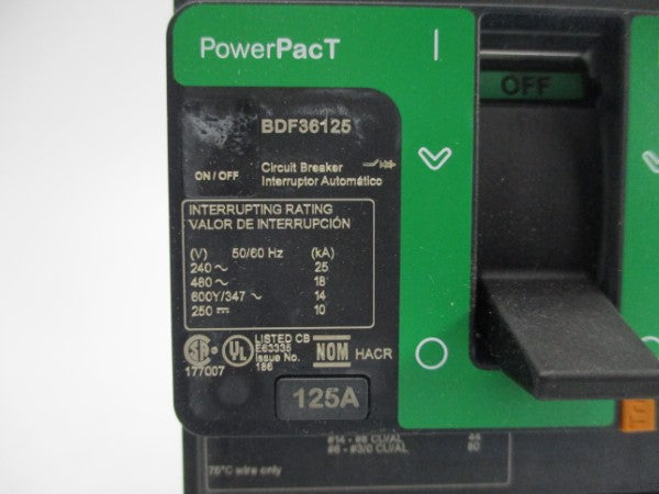 SQUARE D BDF36125 480V 125A NSMP