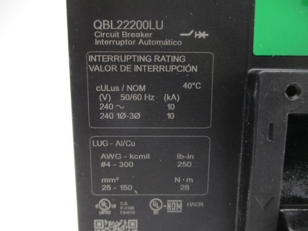 SQUARE D QBL22200LU 240V 200A NSNP