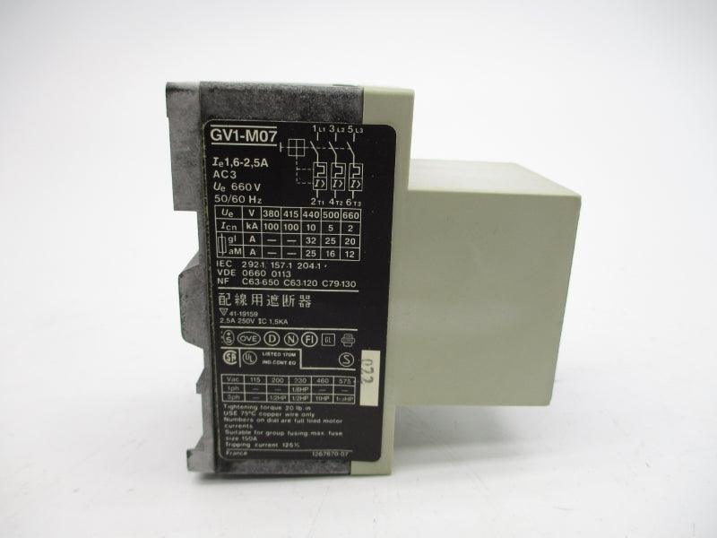 TELEMECANIQUE GV1-M07 660V 1.6-2.5A NSMP