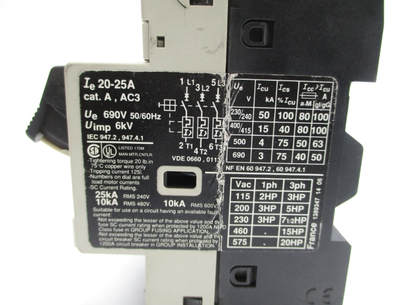 TELEMECANIQUE GV2-M22 690V 20-25A UNMP