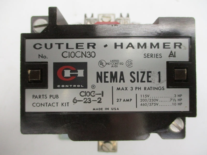 CUTLER HAMMER C10CN30 SER. A1 110/120V 27A NSNP