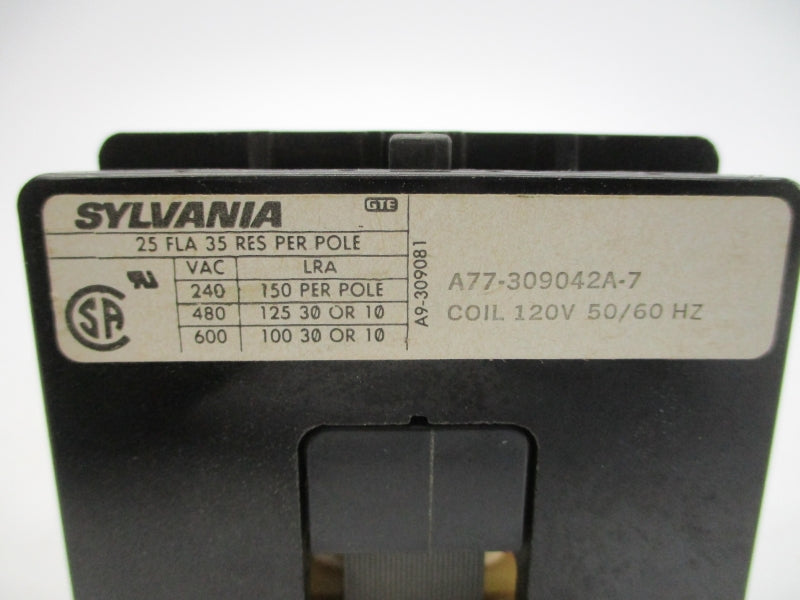 SYLVANIA A77-309042A-7 120V 25A NSNP