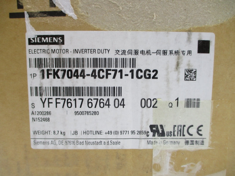 SIEMENS 1FK7044-4CF71-1CG2 216V 3.45A NSMP